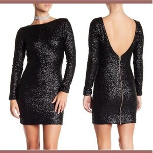 Dress The Population Kelly Long Sleeve Sequin Dress Black Size S
